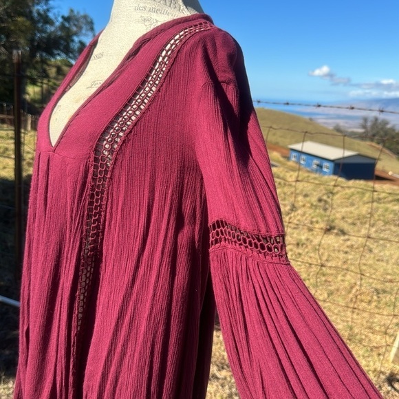 Free People Just the two of us tunic blouse burgundy Xs oversized - Picture 3 of 8